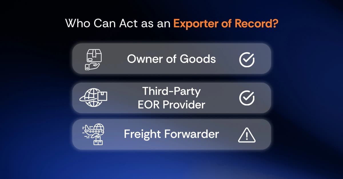 Who can act as an Exporter of Record
